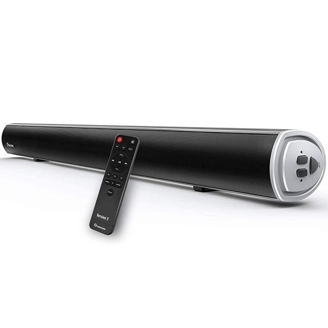 Soundbar Wohome TV Sound Bar 36-Inch 60W with Built-in Subwoofer, Bluetooth, Remote Control, 4 Drivers, Deep Bass, Optical AUX RCA USB Inputs and Mount Kit, 2020 New Model S09