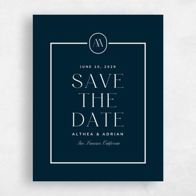 Blue Typography Wedding Save the Date - Conrad Portrait