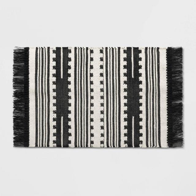 2'x3' Sylviidae Striped Woven Accent Rug Black - Opalhouse™