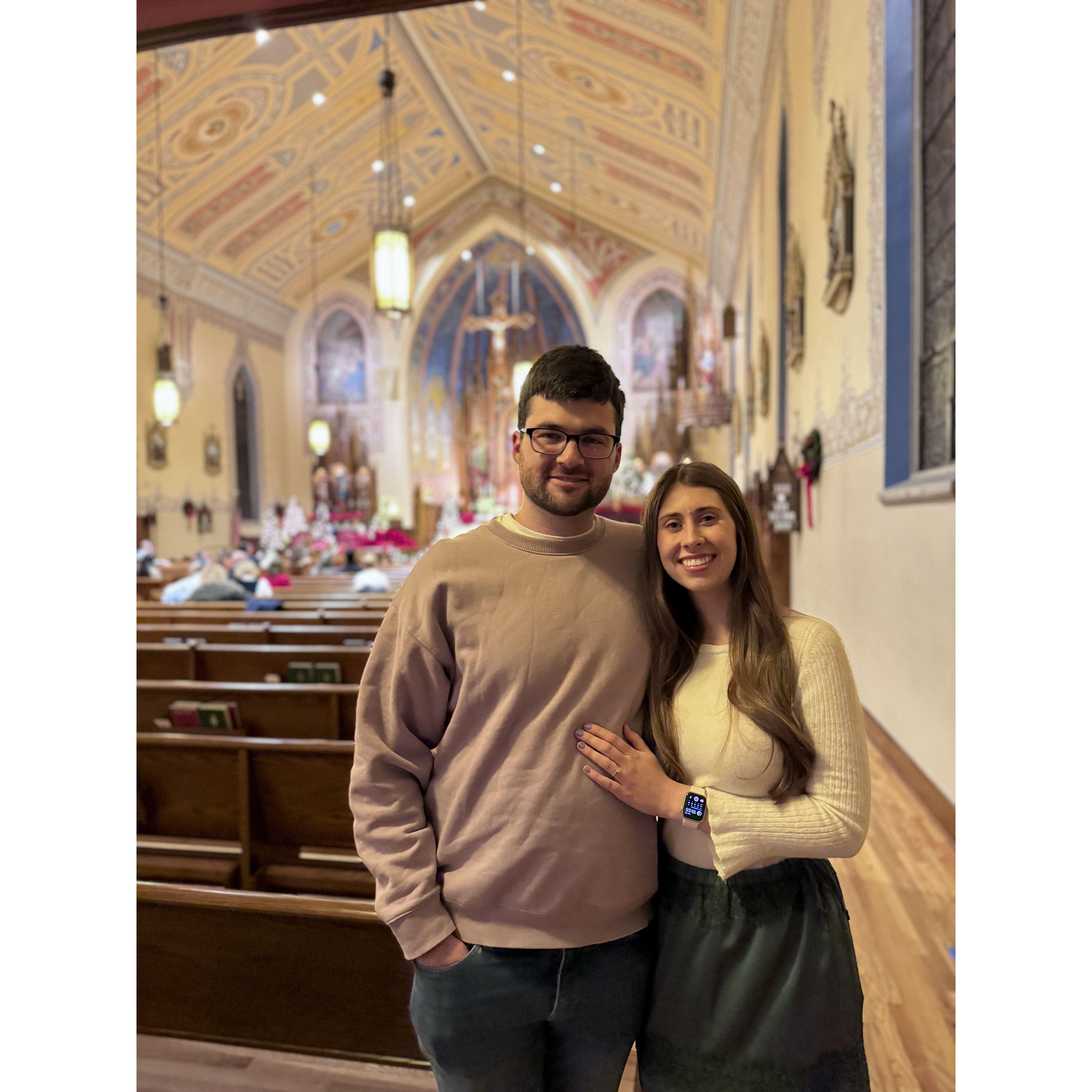 Us in St. Mary's Church - where we'll be getting married!