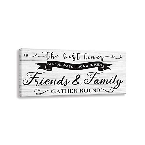 Inspirational Quote Art Prints, Friends Family Home Wall Art Sign, Rustic Farmhouse Decoration Mural (8 X 16 inches, Friends Family)