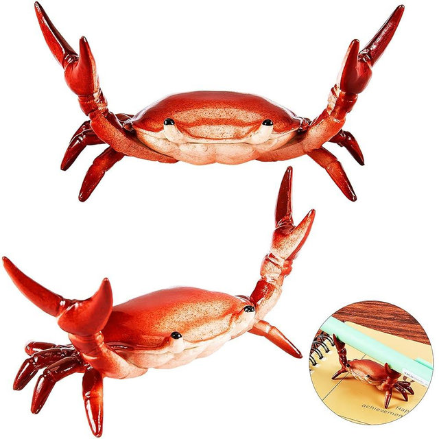 Zonon 2 Pieces Japanese Creative Cute Crab Pen Holder Weightlifting Crabs Pen Holder Stand Bracket Storage Pen Rack for Back to School Graduation Gift Office Home Store Accessories Holder(Red)