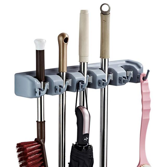 Broom Holder and Wall Mounted Organizer,Garage Storage Rack and Garden Tool Organizer Up to 1.25-inches,1 Pack,Grey