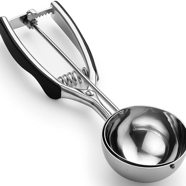 Spring Chef Extra Large Cookie Scoop, 18/8 Stainless Steel Melon Baller Scoop, Spring Loaded Trigger Release for Cookie Dough, Ice Cream, Meatball, Cupcake, 5.5 tablespoon (tbsp) portion, #10, Black