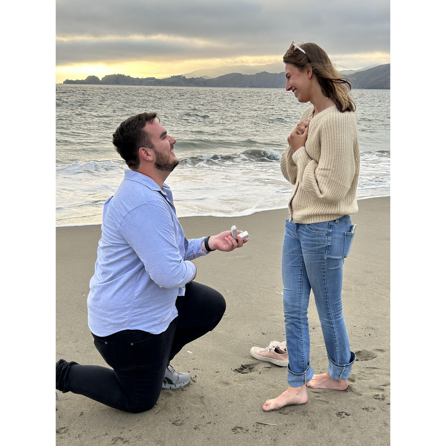 Cason proposing on Baker's Beach