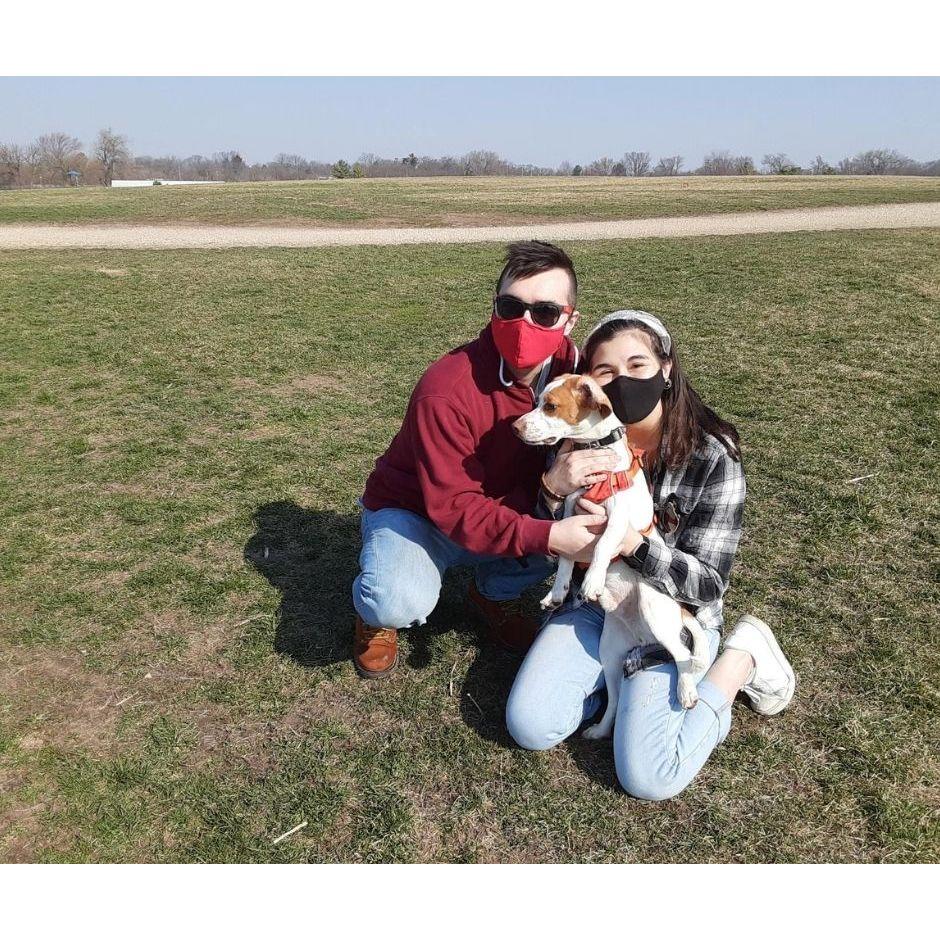 John, Norma and Bagel at the dog park