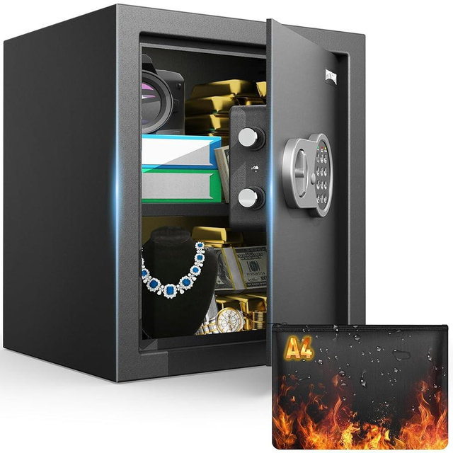 [ 2.3 Cu.ft. ]PATRON Fireproof Safe for Home,Digital Security Home Cabinet Safes for Money Cash Documents,Safe Box with Electronic Keypad,Removable Shelf for Office Business,2.3 Cu.ft.