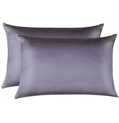 Jocoku 100% Mulberry Silk Pillowcases Set of 2 for Hair and Skin and Super Soft and Breathable King Size Nature Silk Pillowcases (Toddler, Gray)