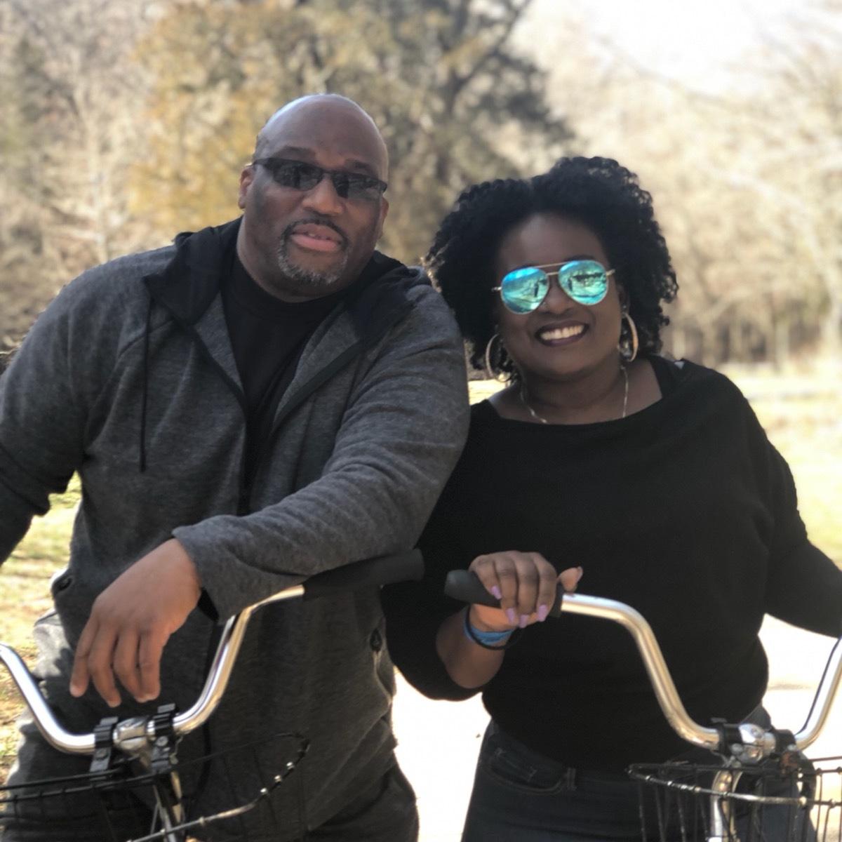Bike riding at a nature reserve.
