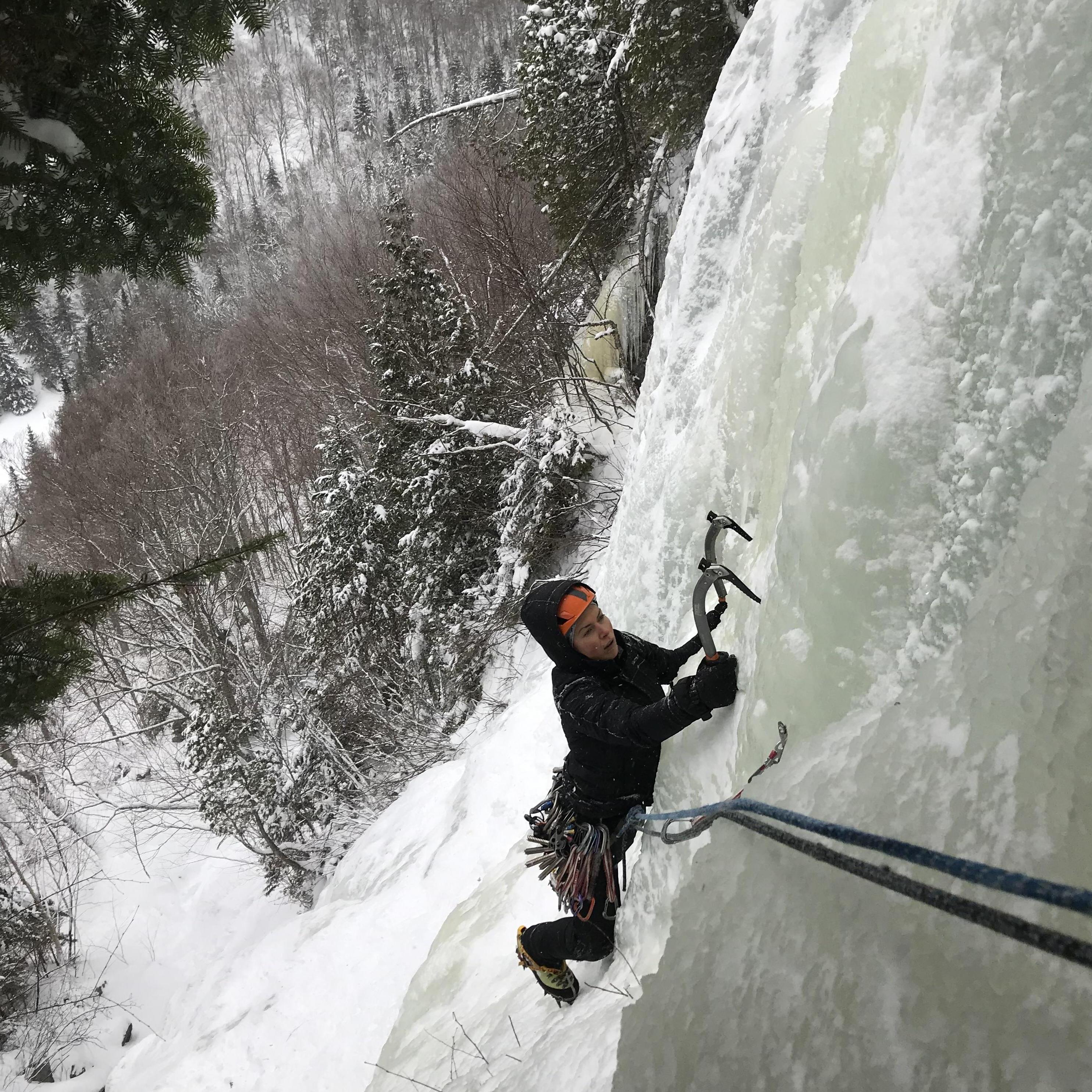 Ice climbing in the Adirondacks.