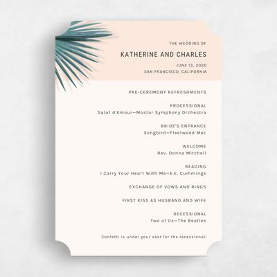 Green Ticket Wedding Program - Escape
