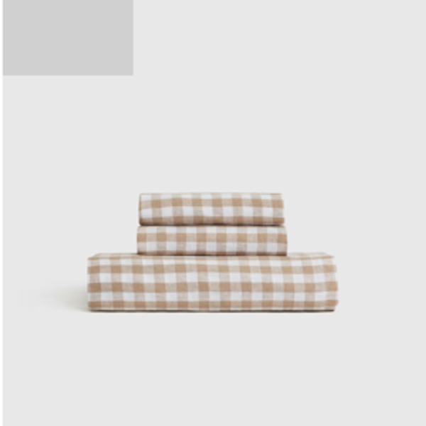Full/Queen European Linen Fitted Sheet Set in Cafe Gingham