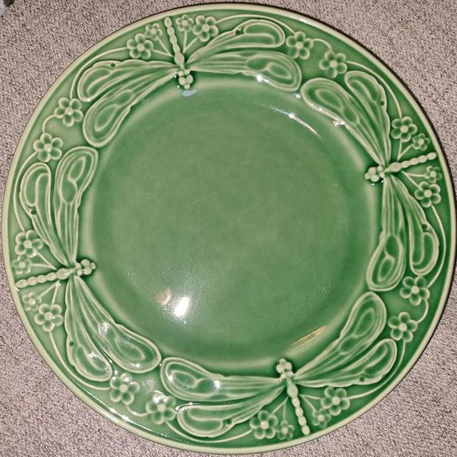 Set of 4 Bordallo Pinheiro Green Dragonfly 10” Dinner Plate