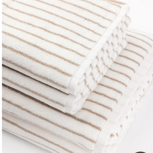 Luxe Striped Bath Towels (color: Sand Stripe)