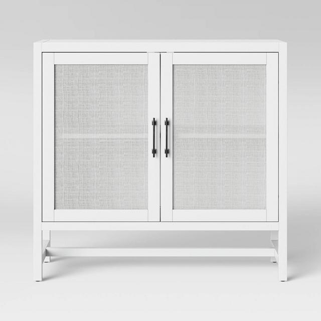 Warwick 2 Door Wood & Rattan Accent Cabinet White - Threshold™