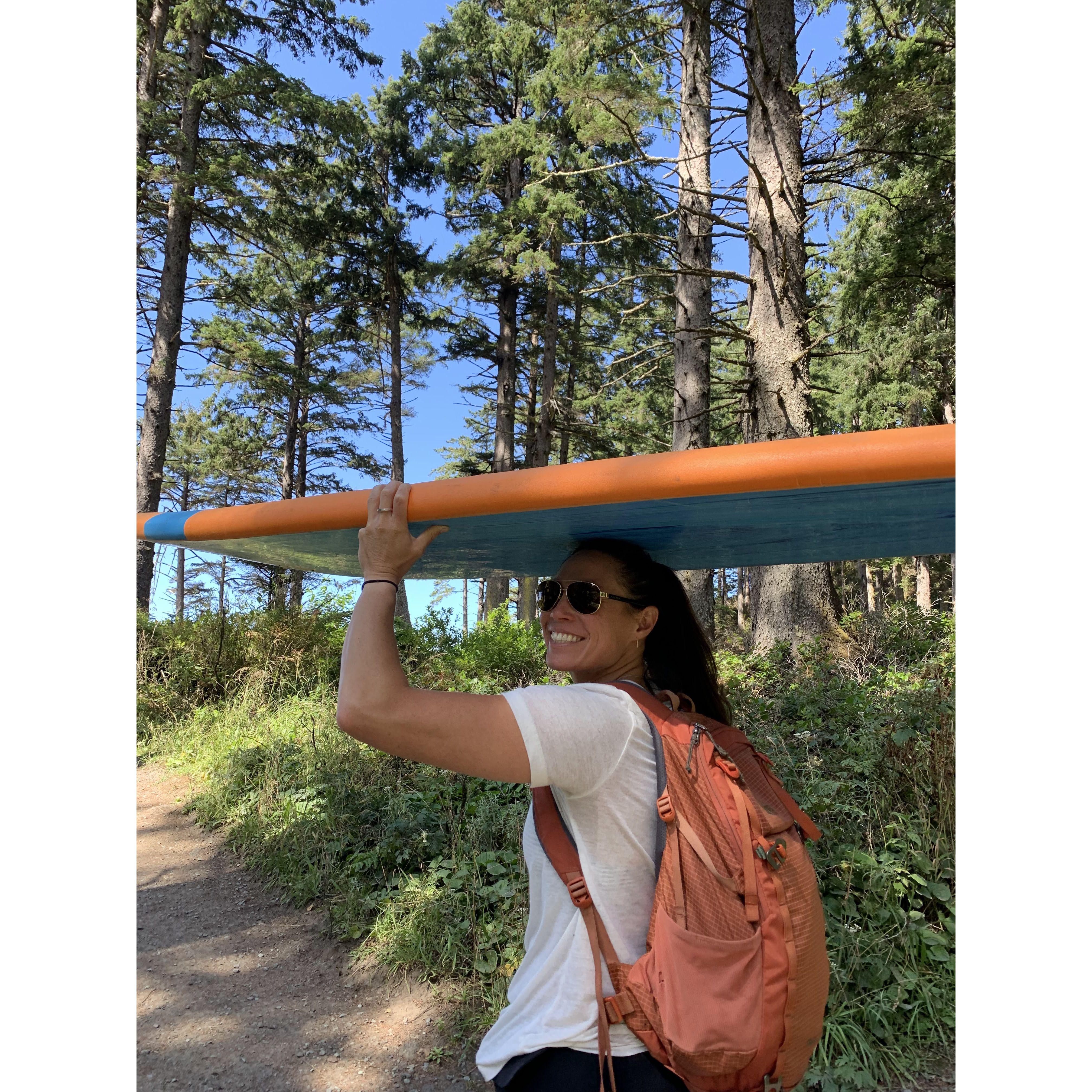 Hiking down to one of Liz's favorite surf spots.