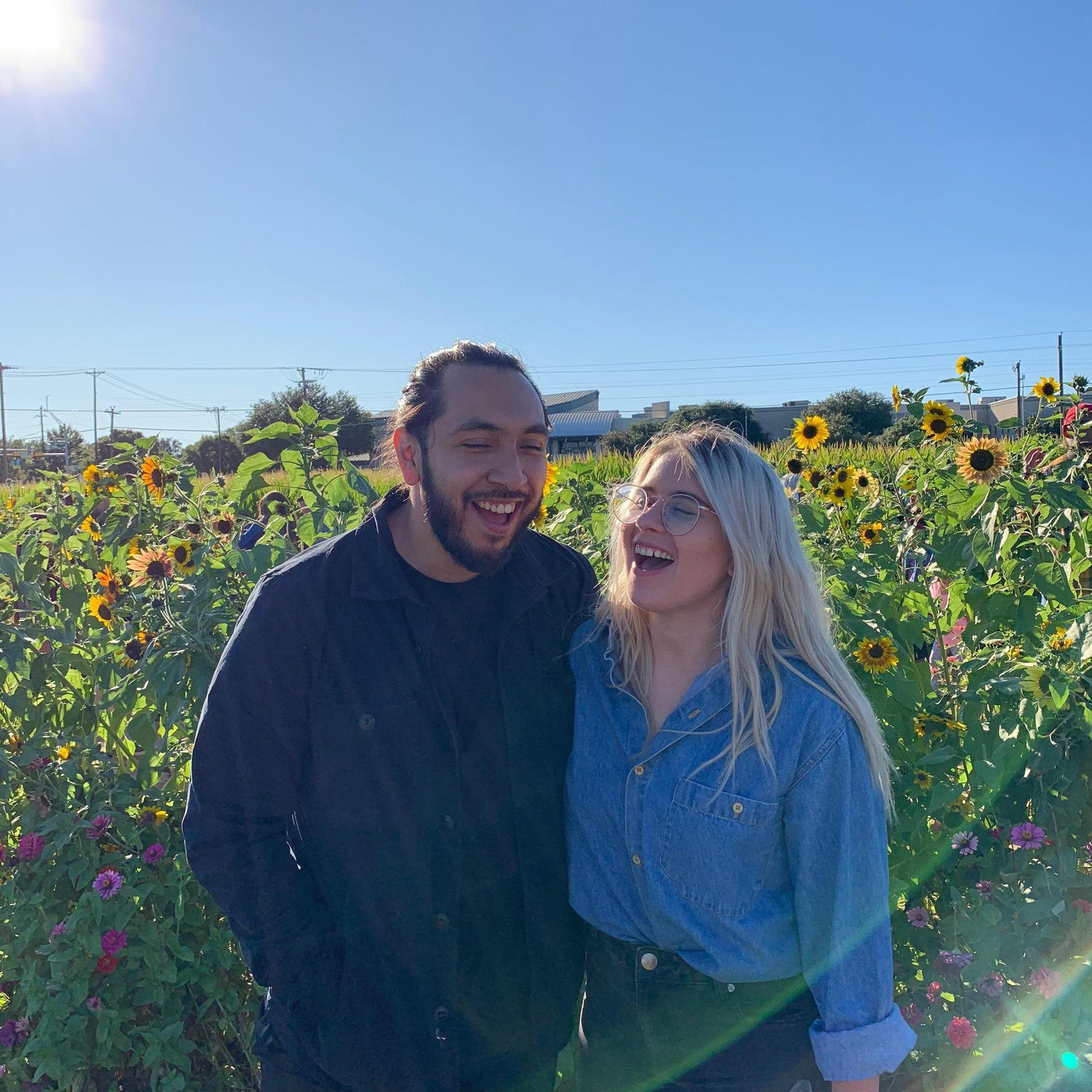 "Hey let's pretend we're laughing"