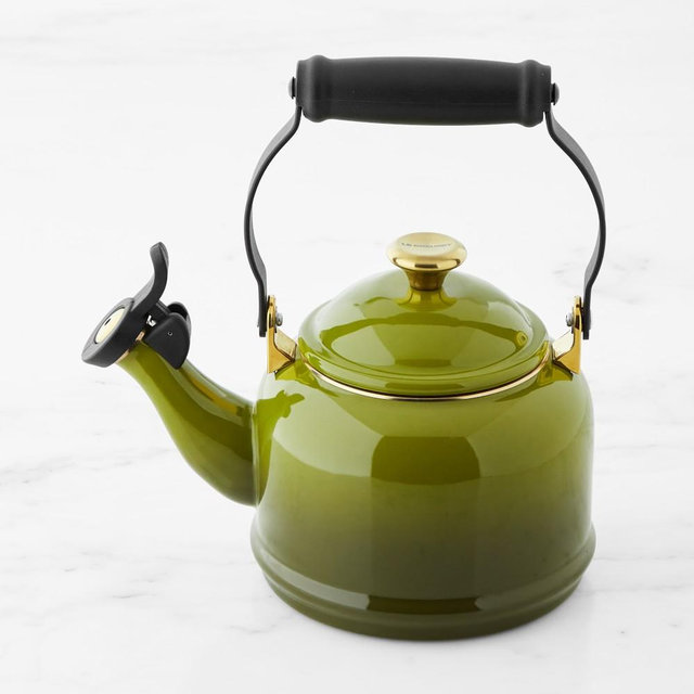 Le Creuset Enameled Steel Demi Teakettle, Olive