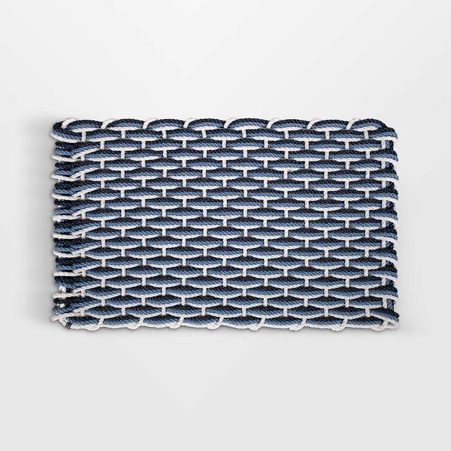 The Rope Co. Pearl, Glacier Bay, and Navy Indoor/Outdoor Handwoven Doormat 21x34"