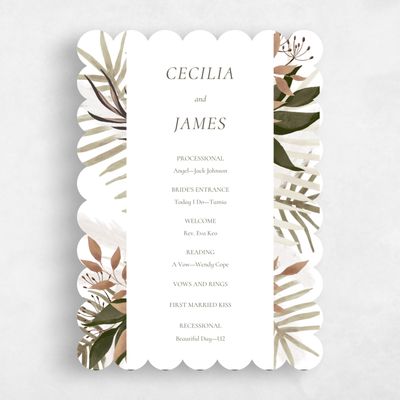 White Scalloped Wedding Program - Segovia