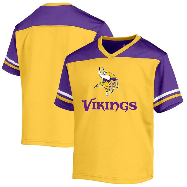 NFL Toddler 2-4 Officially Licensed Team Color V-Neck Wordmark Performance Primary Logo Jersey T-Shirt