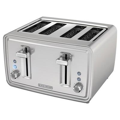 Black+Decker 4 Slice Toaster-Stainless Steel