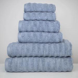 Modern Threads Spa Collection 6-Piece Ultra Soft Quick-Dry 550GSM 100% Combed Cotton Wavy Towel Set - Spa Blue