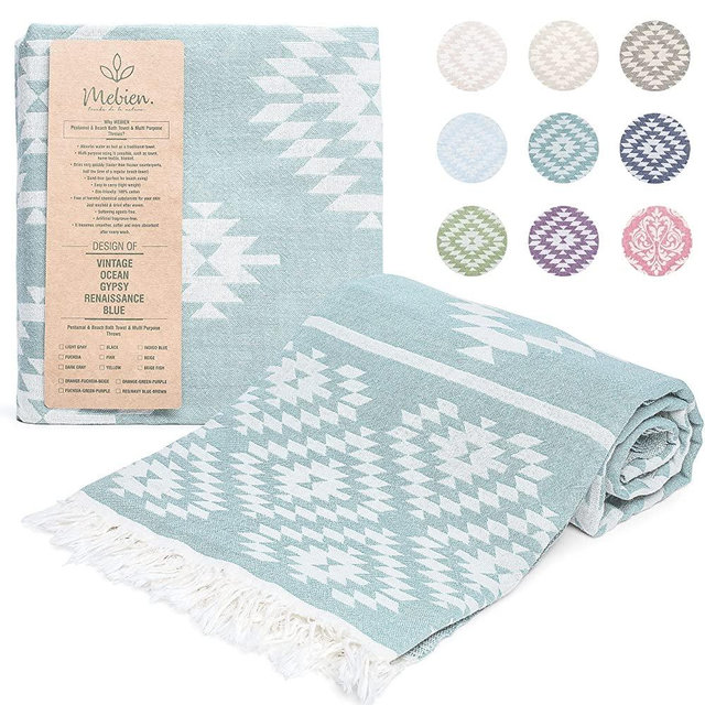 Turkish Towels Beach Towels Oversized (35”x67”) Beach Towels for Adults Quick Dry and Sand Free Beach Towel Beach Blanket 100% Cotton Turkish Towel - Pastel Teal