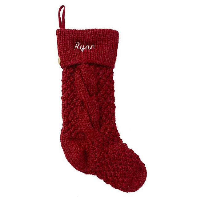 Chunky Cable Knit Stocking, Red