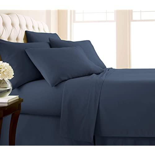 Southshore Fine Living, Inc. Vilano Springs - Premium Collection 6-Piece, 21 Inch Extra-Deep Pocket Sheet Sets, Dark Blue, Queen