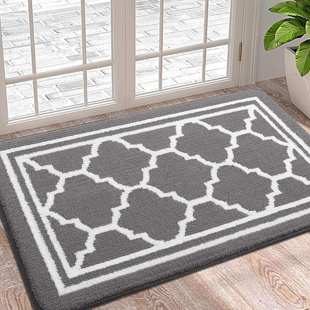 Buganda Indoor Door Mat, Resist Dirt and Absorbent Entrance Mat, Anti-Slip, Low Profile Inside Floor Mat Doormat for Entryway (36x24 inches, Grey)