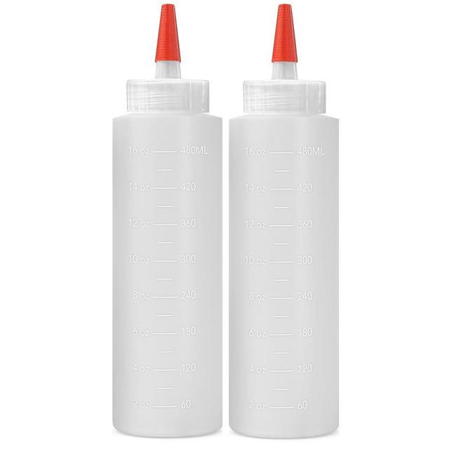 2-pack Plastic Squeeze Bottles for Sauces - 16oz Condiment Squeeze Bottles for Liquids - BPA Free Squirt Bottle with Cap - Ketchup, Syrup, Oil, Dressings, Honey & Arts and Crafts