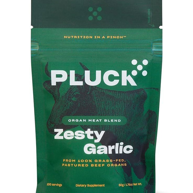 Pluck Zesty Garlic Organ Meat Blend Seasoning | From Grass-Fed & Grass-Finished Pastured Beef Organs with Redmond Real Sea Salt | 30-Day Supply