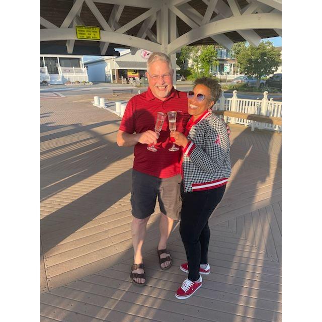 A toast after Greg's surprise proposal!