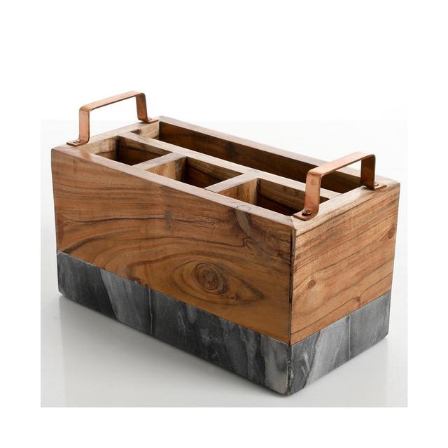 Laurie Gates Wood & Marble Utensil Caddy