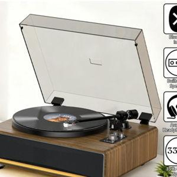 Vintage Bluetooth Record Player with Built-in 40W HiFi Speakers & ATN-3600L MM Cartridge