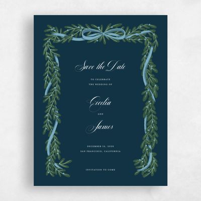 Deepest Teal, Blue Wedding Save the Date - Crosby Portrait