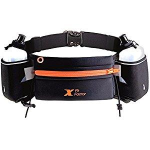 Running Hydration Belt by X Fit Factor - Adjustable Fuel Belt with Two BPA-free 10 Ounce Water Bottles for Runners Women and Man - Fits iPhone 6, 7 Plus - No Slip, No Bounce, No Rubbing
