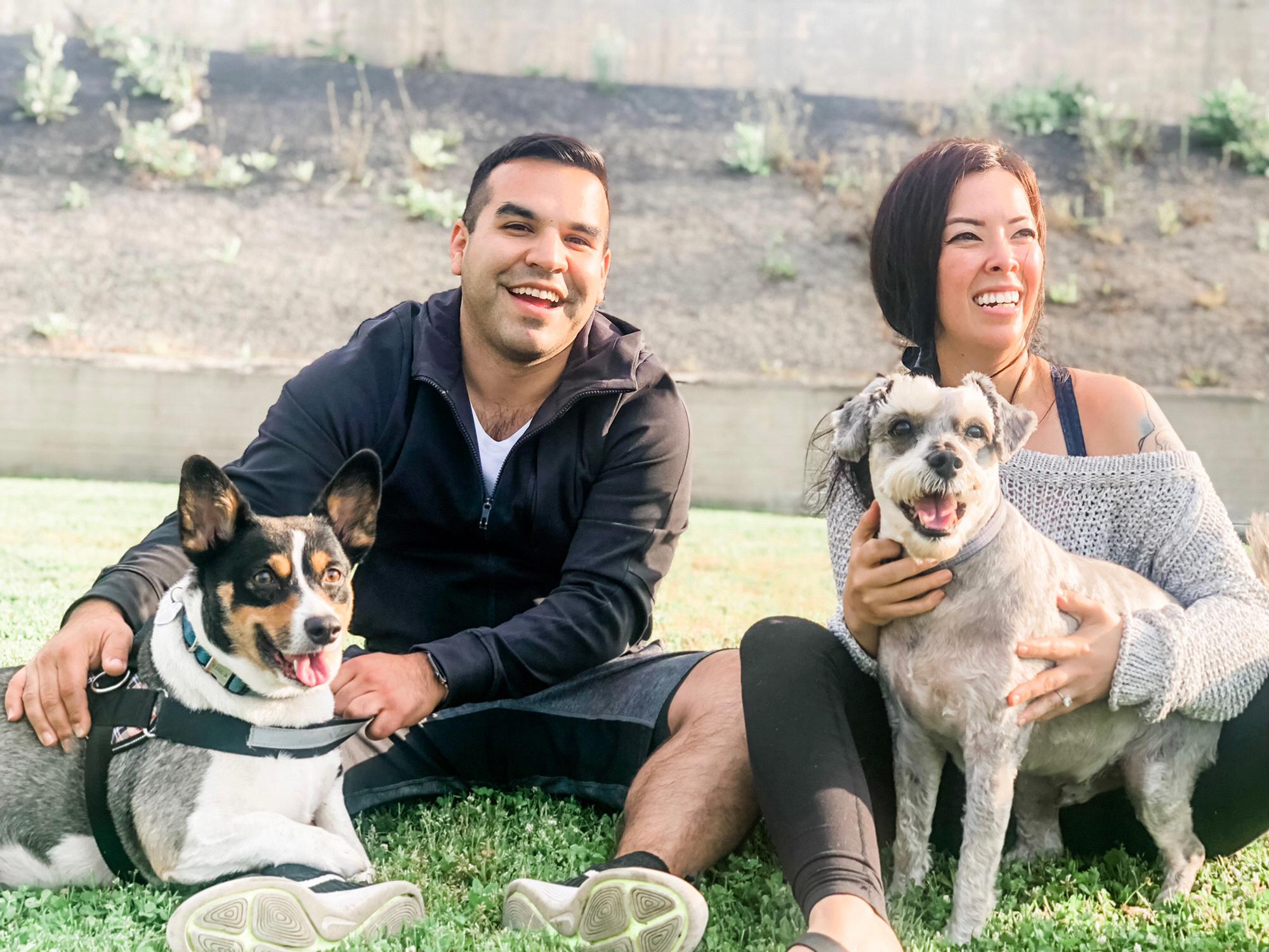 From left: Jackson the corgi, Jesse, Paul Anka “the dog”, and Nikki