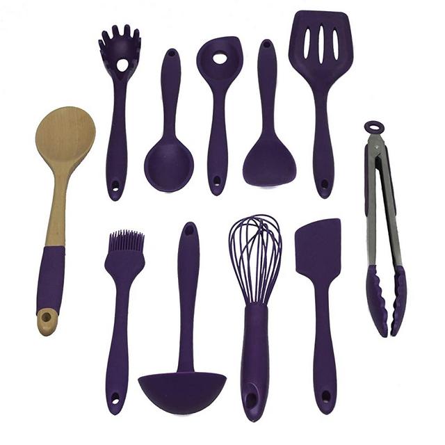 Chef Craft Premium Silicone Kitchen Tool and Utensil Set, 11 Piece, Purple