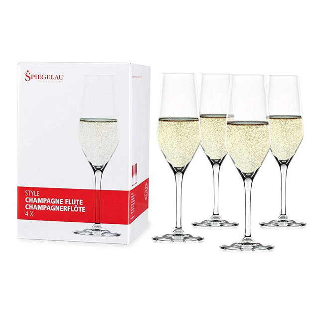 Spiegelau Style Champagne, Set of 4 European-Made No-Lead Crystal, Classic Stemmed, Dishwasher Safe, Professional Quality Gift Set, 8.5 oz, Sparkline Wine Glasses