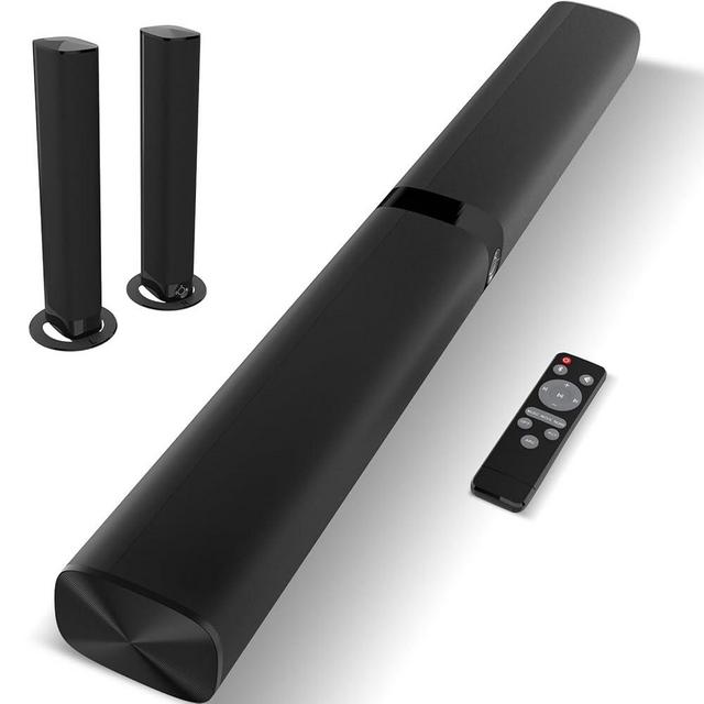 Assistrust Sound Bar, 60W Sound Bar for Smart TV, 5.0 Bluetooth Soundbar for TV, Wired & Wireless Soundbar with Volume Boost & Equalizer Mode,ARC/Optical/AUX Connection, 2 in 1 Detachable TV Sound Bar