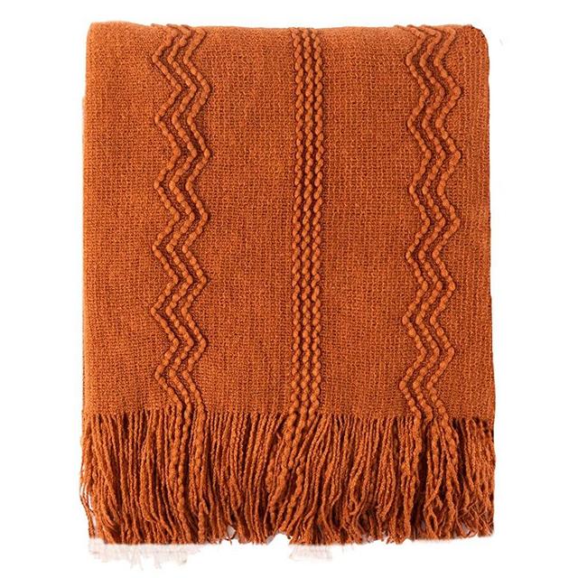 BATTILO HOME Fall Decor Caramel Throw Blanket for Couch, Rust Orange Throw Blanket for Bed, Decorative Fall Throw for Sofa, 50"x60"