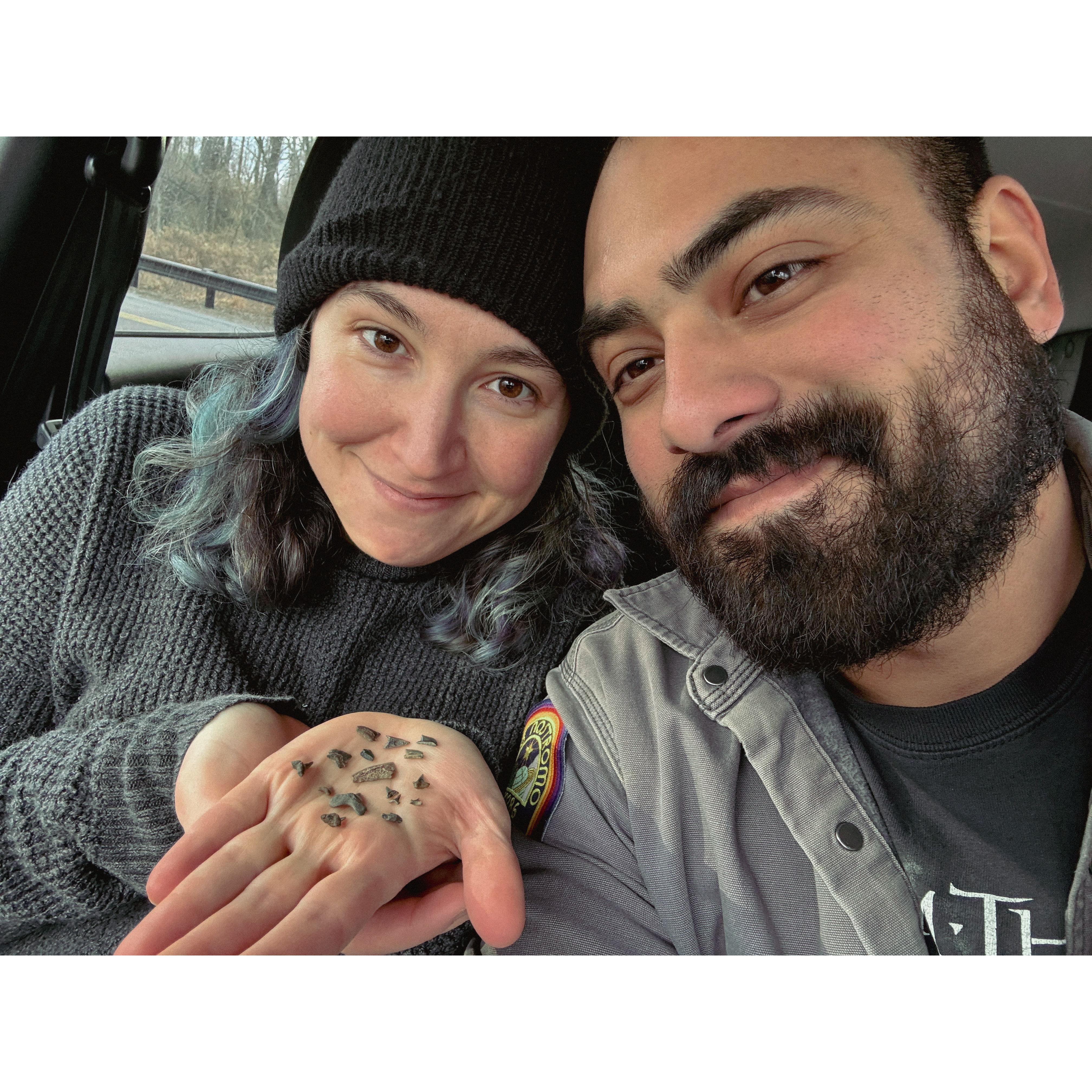 This was the first time we ever went hunting for fossilized shark teeth. It was March and the water was freezing cold, but we found some good ones and now we are hooked!