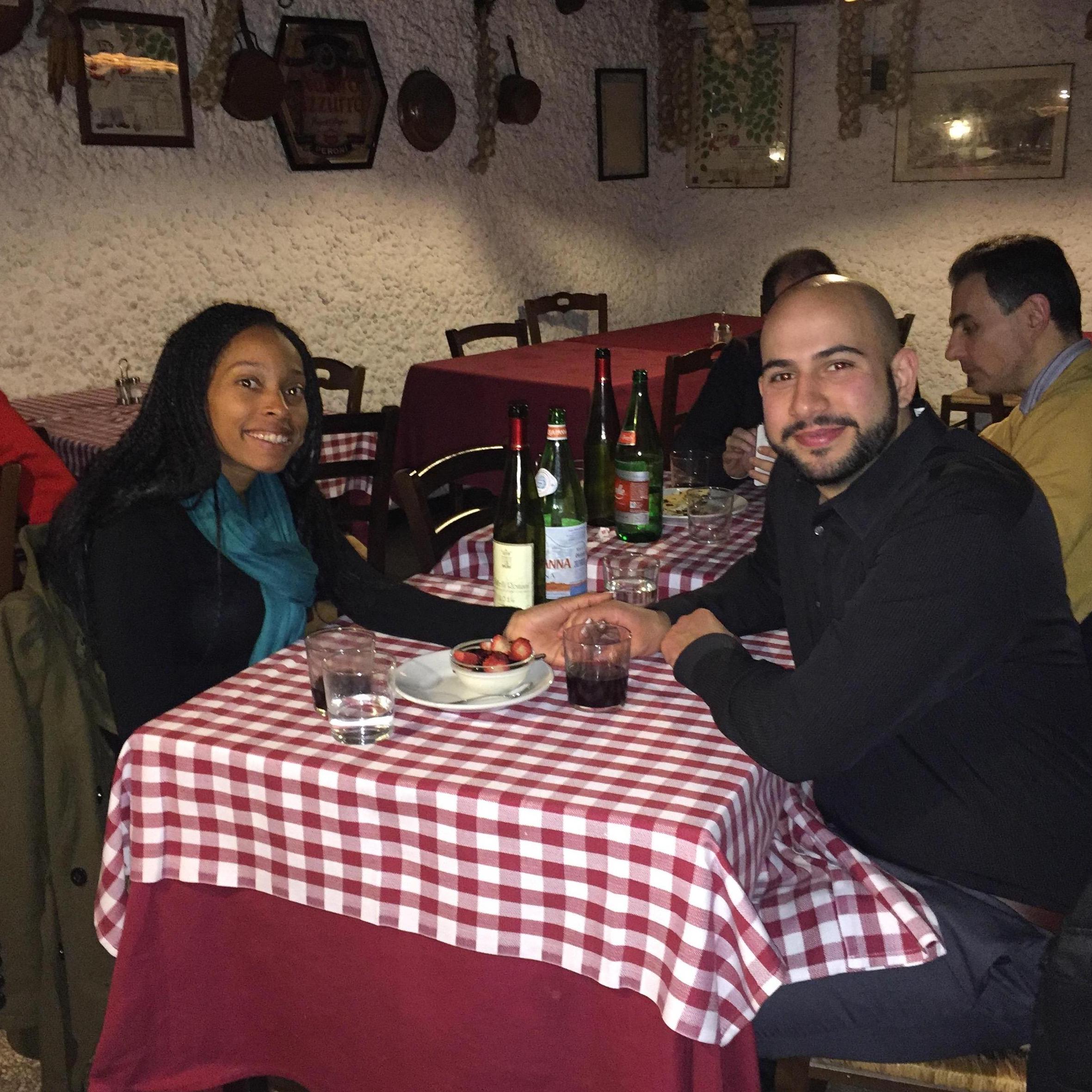 Enjoying a meal in Italy