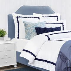 CAMELLIA NAVY SCALLOPED PERCALE EURO SHAM