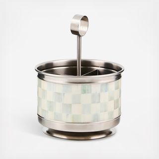 Sterling Check Supper Club Stainless Steel Flatware Caddy