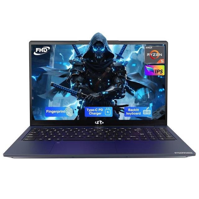 NIMO 15.6'' IPS FHD-Laptop, AMD Ryzen 5, 16GB RAM 512GB SSD (Beat i5-1135G7, 4 Cores Up to 3.7GHz) Student Computer with 2 Years Warranty, 65W Type-C, Fingerprint, Backlit Keyboa d, BT5.2, Numpad