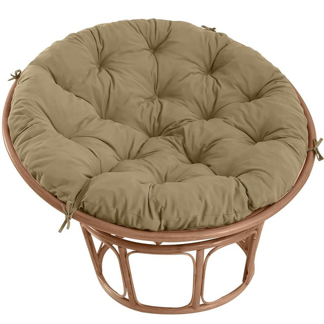 PRIMEPATIO Papasan Chair Cushion Outdoor, Round Papasan Cushion Indoor with Ties, Waterproof Circle Seat Pad for Porch Patio Garden, 45 in Antique Beige, Cushion Only