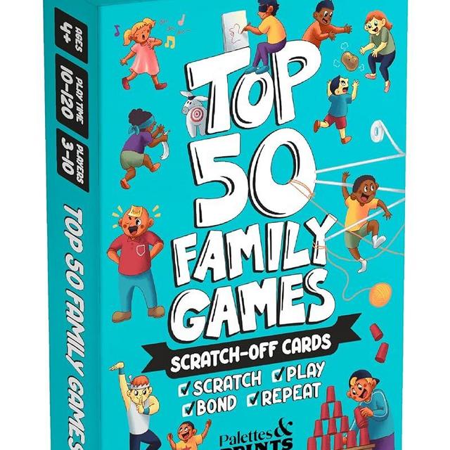 Top 50 Family Games for Kids, Teens, & Adults - 50 Games in 1 - Reusable Scratch Off Family Fun Games - Card Games for Families - Cool, Funny Games Family Game Night Gift - All Ages, 4+, 8-12, 12+